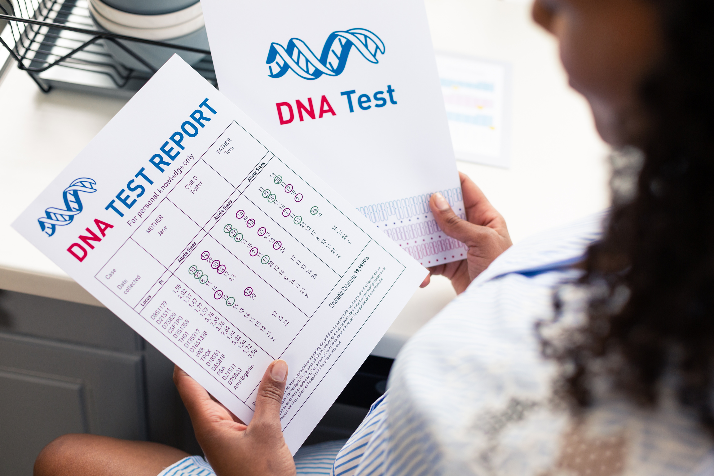 Pregnant Woman Holding DNA Test Documents